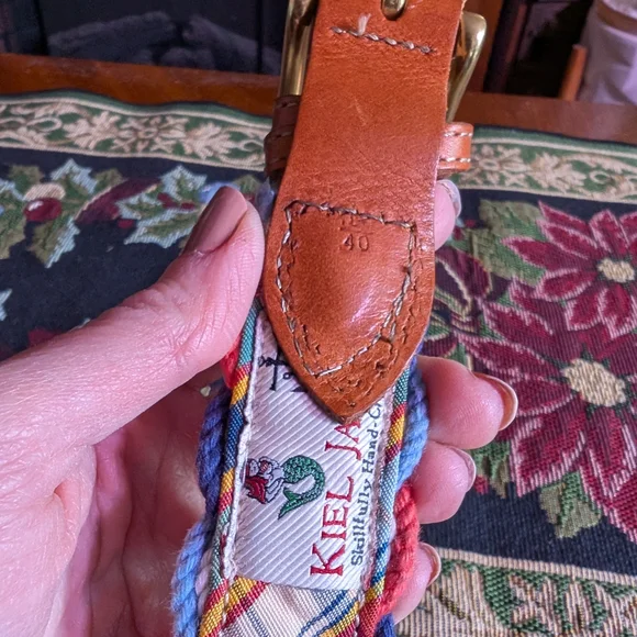 Kiel James Patrick Multicolor Braided Belt with Tan Leather Trim - Picture 4 of 5